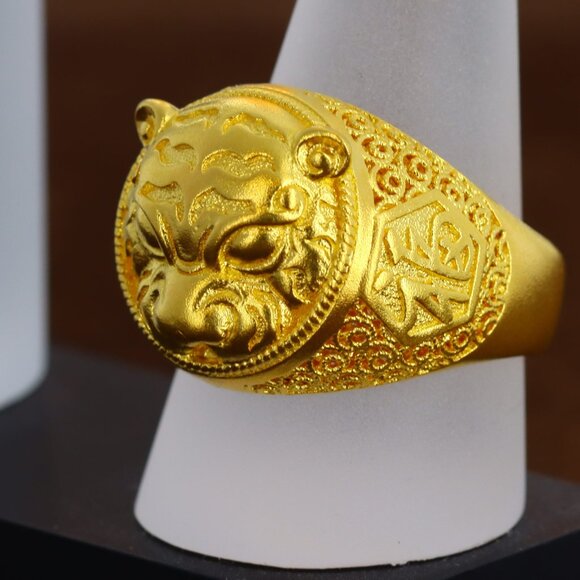 Heirloom Fortune 24kt Solid Gold Lion Ring 19.875g Men’s Size 9.5 Model F21G4003 - Picture 4 of 6